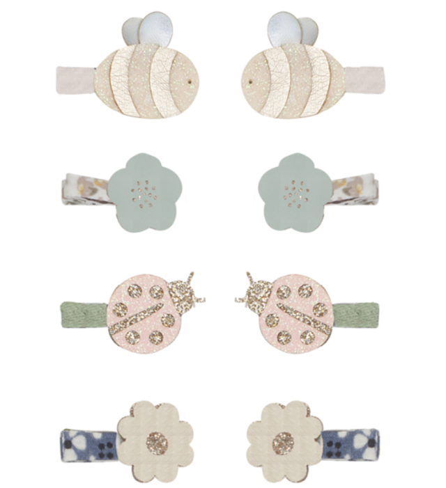 Mimi & lula hårklips mini bi, nyckelpiga, blomma 8-pack