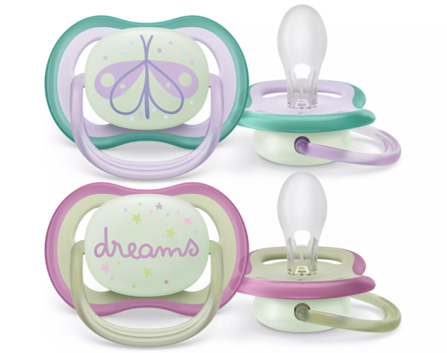 Avent napp ultra air night silikon 0-6mån fjäril 2-pack