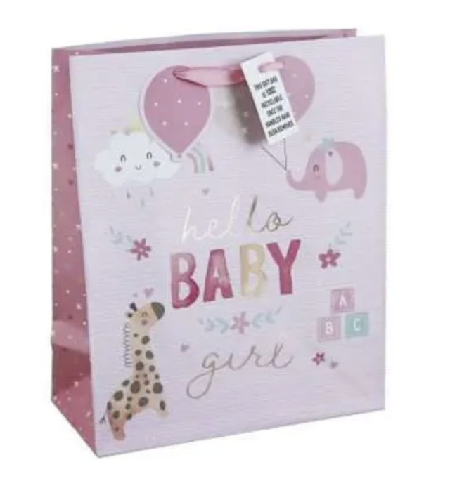 Presentpåse hello baby girl large