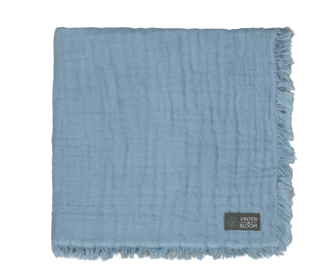 Vinter & bloom filt feather muslin eko dim blue 100x80cm