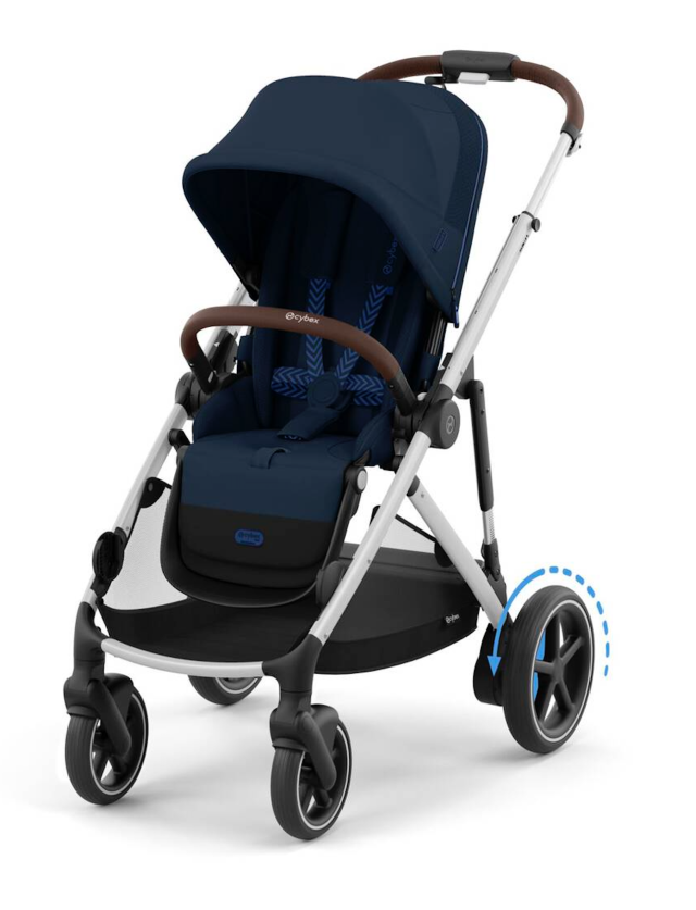 Cybex e-gazelle s sittvagn ocean blue silver chassi