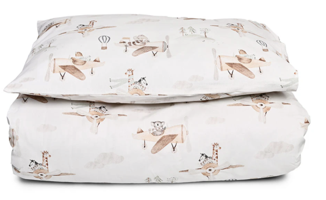 Mini dreams påslakanset flying friends spjälsäng off-white