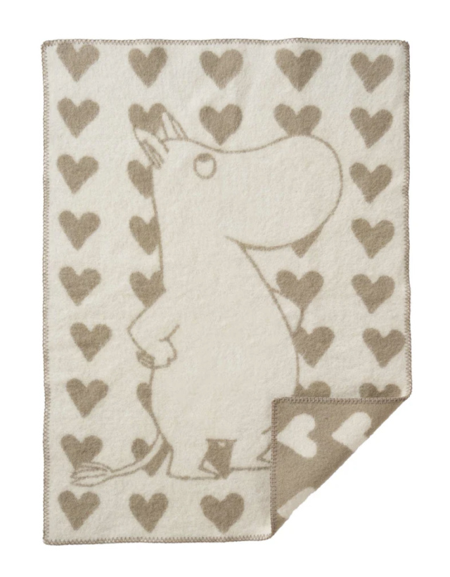 Klippan yllefabrik ullfilt moomin heart taupe 65x90cm