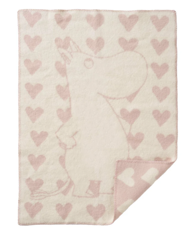 Klippan yllefabrik ullfilt moomin heart rosa 65x90cm