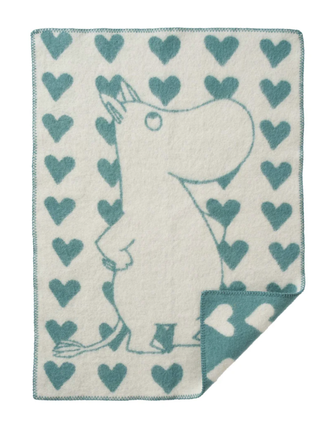 Klippan yllefabrik ullfilt moomin heart blå 75x90cm