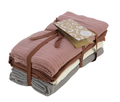 Rätt start muslinfilt brick/rose tax 4-pack 75x100cm