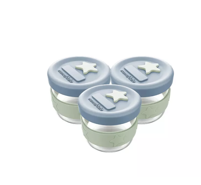 Cherub baby matburk glas/silikon 3x120ml cerulean/sage