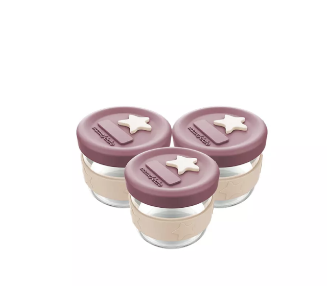 Cherub baby matburk glas/silikon 3x120ml dusty rose/sand