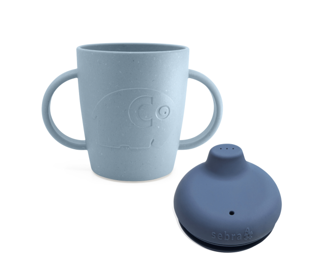 Sebra mugg med handtag & silikonlock powder blue