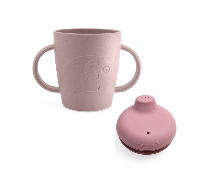 Sebra mugg med handtag & silikonlock blossom pink