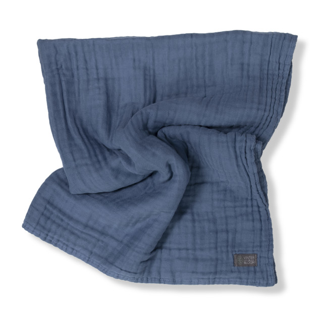 Vinter & bloom filt layered muslin eko storm blue 100x80cm