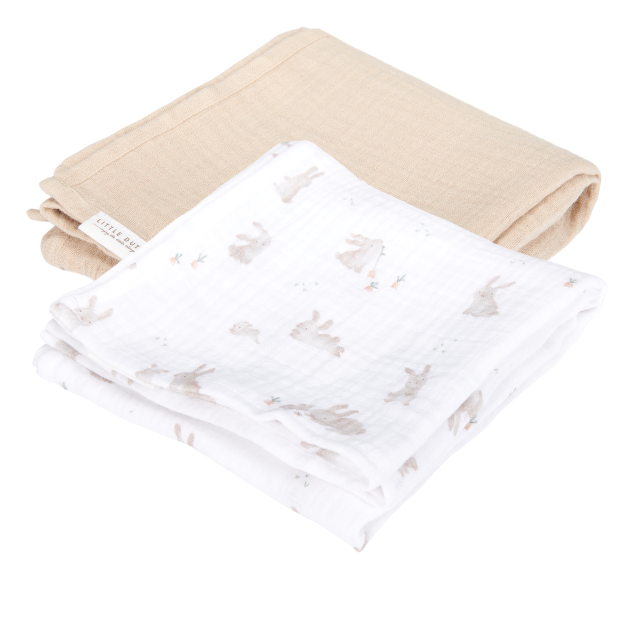 Little dutch muslinfilt baby bunny/beige 70x70cm 2-pack