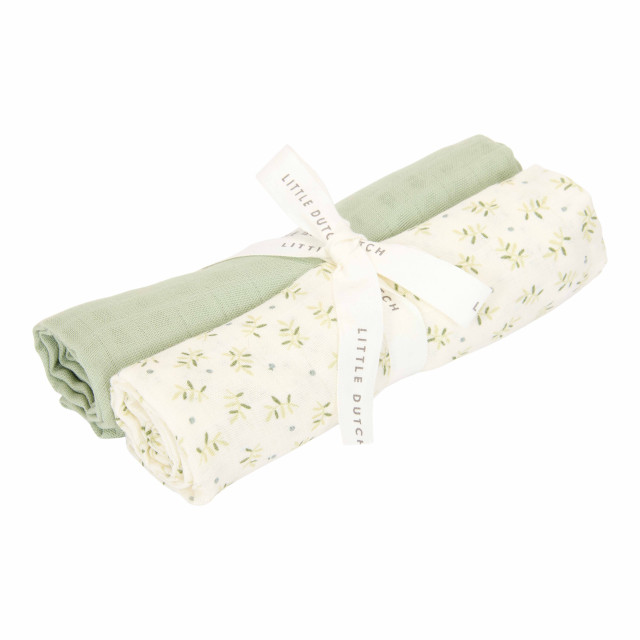 Little dutch muslinfilt blueberry leaves & sage 70x70cm 2-pack