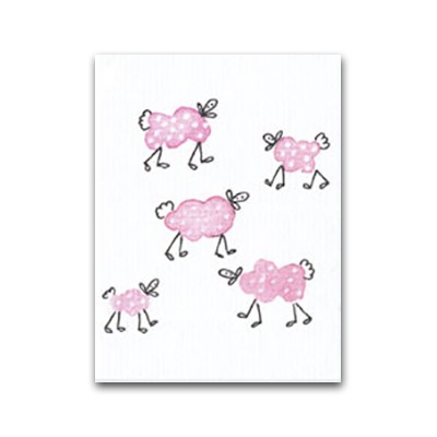 Nobhill kort med snöre lamm rosa