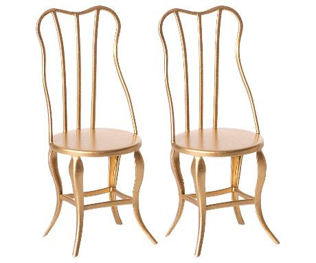 Maileg vintage chair gold 2-pack