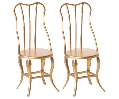 Maileg vintage chair gold 2-pack
